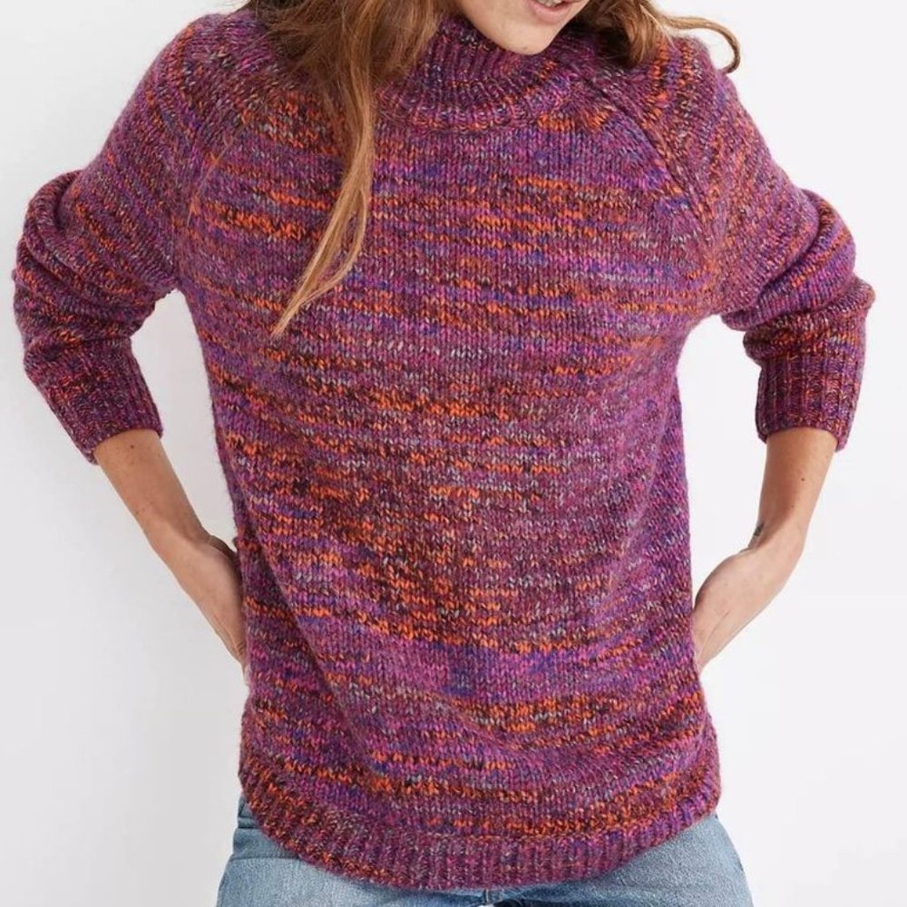 Madewell: Multicolored Zip-Turtleneck Sweater